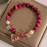 Love Rose Red & Yellow Purple Tiger's Eye Bracelet – Passion & Protection & Strength