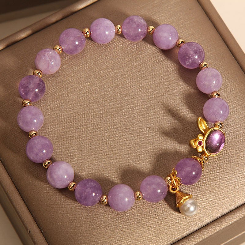 Rabbit Amethyst Crystal Bracelet – Calm & Health