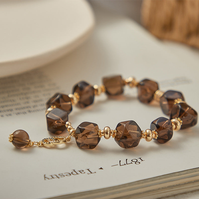 Sliced Smoky Quartz Bracelet - Protection & Luck & Calm