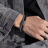 Dragon Bone & Tiger’s Eye Double-Layer Bracelet – Protection & Inner Balance