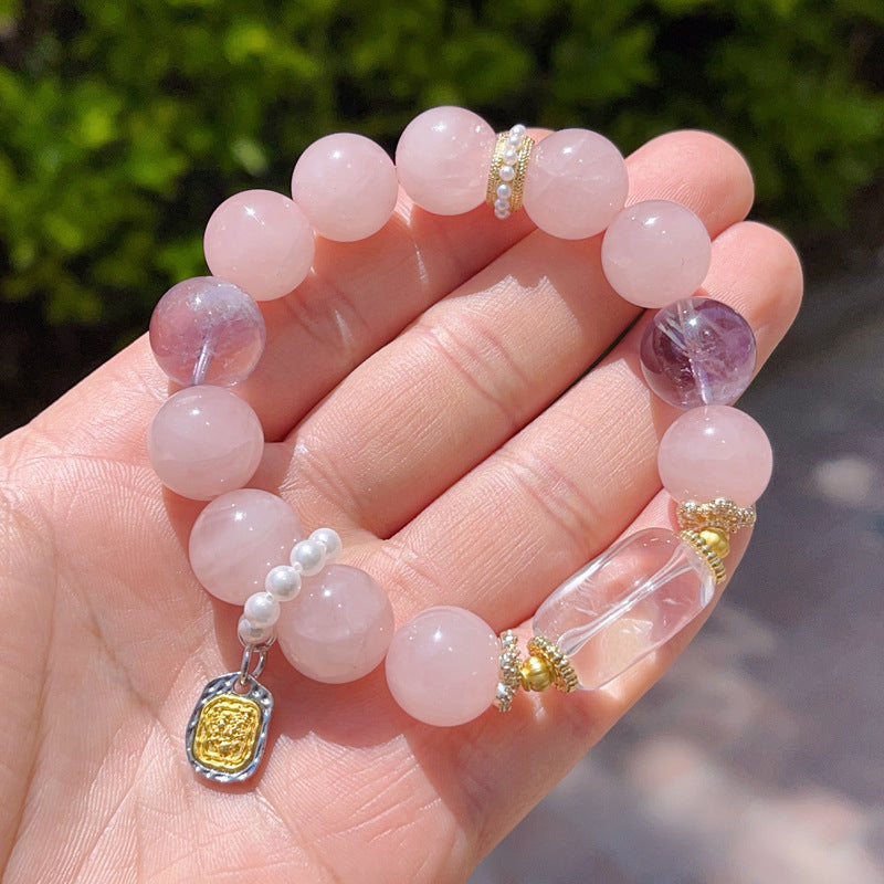 Rose Quartz & Amethyst & Clear Quartz Bracelet - Love & Harmony