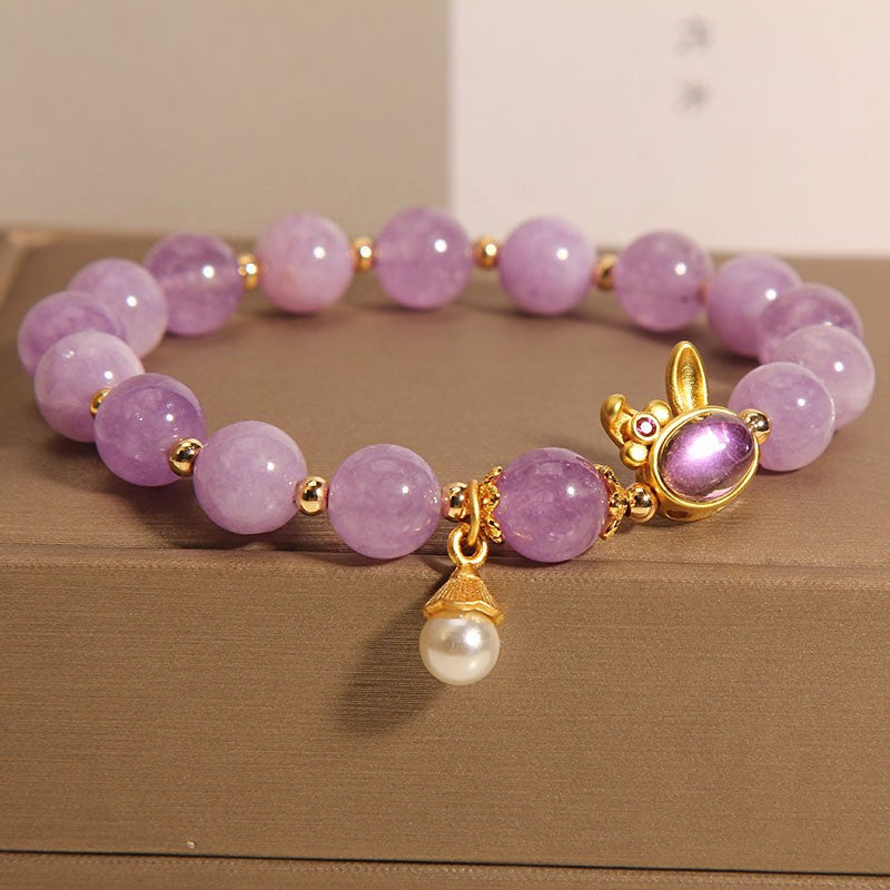 Rabbit Amethyst Crystal Bracelet – Calm & Health