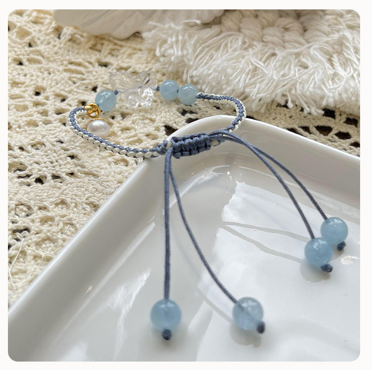 Aquamarine & Clear Quartz Bracelet - Calm & Balance