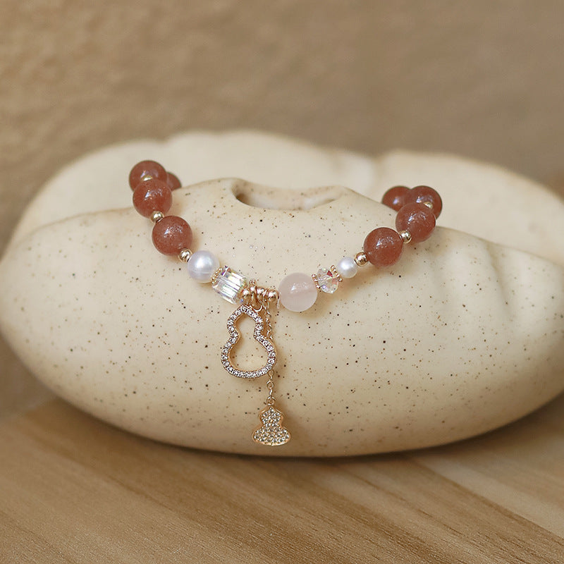 Gourd Strawberry Quartz Bracelet - Abundance & Harmony