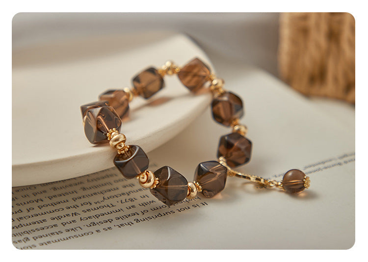 Sliced Smoky Quartz Bracelet - Protection & Luck & Calm