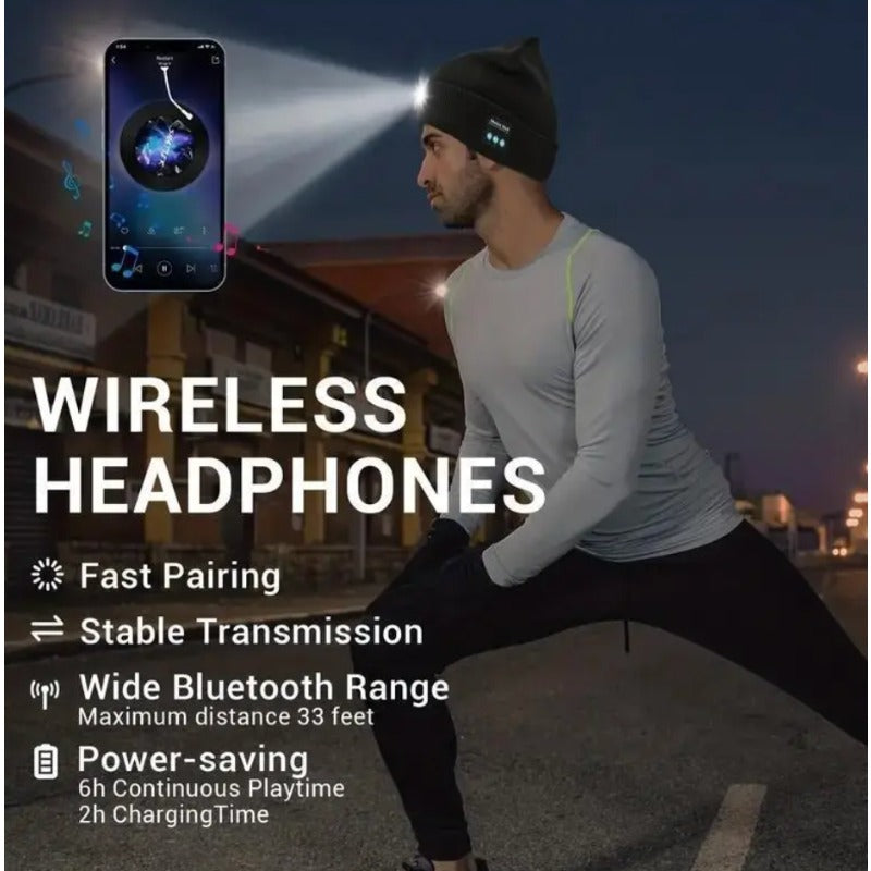 Wireless Bluetooth Headset LED Light Hat