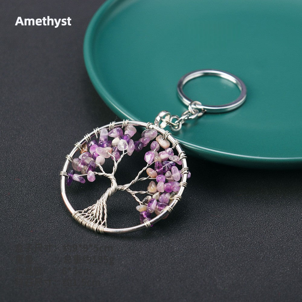 Natural Crystal Tree of Life Key Chain - Wealth & Strength & Luck & Abundance