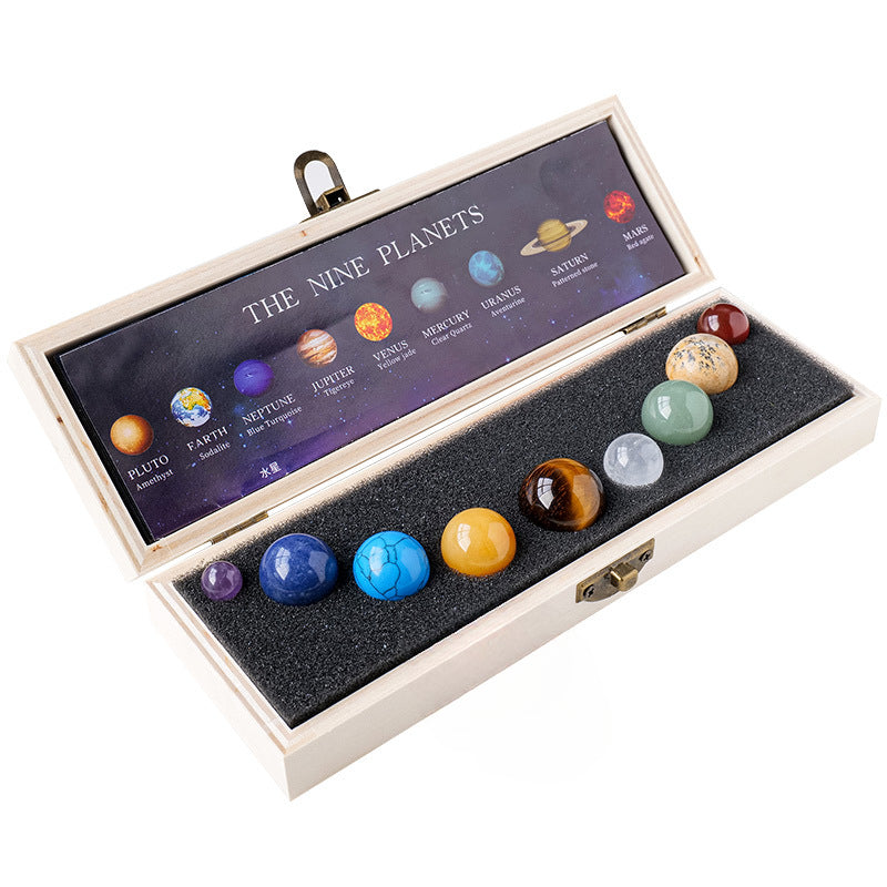 Natural Crystal Ball Nine Planets Set - Love & Positivity