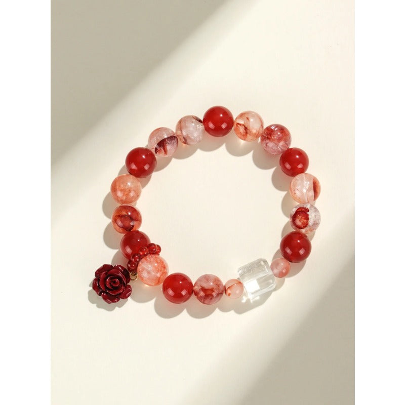 Red Agate & Red Epidote Quartz Bracelet – Love & Strength