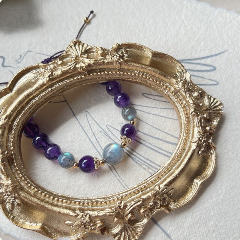 Uruguay Amethyst Gray Moonstone Bracelet - Calm & Balance