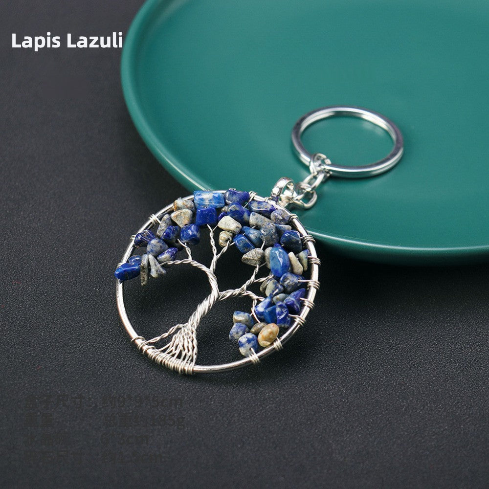 Natural Crystal Tree of Life Key Chain - Wealth & Strength & Luck & Abundance